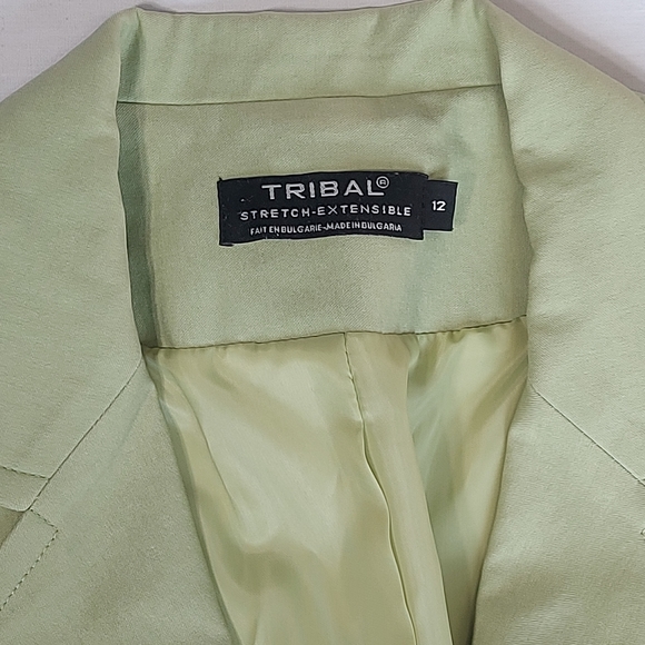 Tribal Light Green Spring Jacket Blazer, 12 - Picture 6 of 14